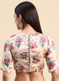 Beige Cotton Silk Digital Printed Blouse Festive Wear -Deals Chic Lehenga Store Beige Cotton Silk Digital Printed Blouse BLBS02303835 b