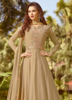 Beige Embroidered Anarkali Suit Party Wear -Deals Chic Lehenga Store Beige Embroidered Anarkali Suit SLSCC0520018 b