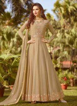 Beige Embroidered Anarkali Suit Party Wear -Deals Chic Lehenga Store Beige Embroidered Anarkali Suit SLSCC0520018 u