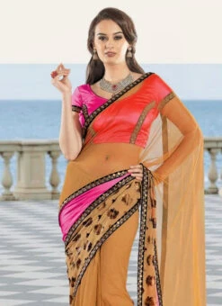 Beige Net Saree Wedding Wear 7 Beige Net Saree Wedding Wear -Deals Chic Lehenga Store Beige Net Saree SACSON5818 b