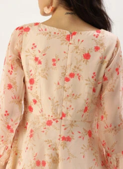 Beige Organza Ruffle Dress Party Wear -Deals Chic Lehenga Store Beige Organza Ruffle Dress DRBS02203561 rrc2