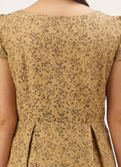 Beige Printed Rayon Calf Length Dress Work Wear -Deals Chic Lehenga Store Beige Printed Rayon Calf Length Dress DRBS02106444 rrc2