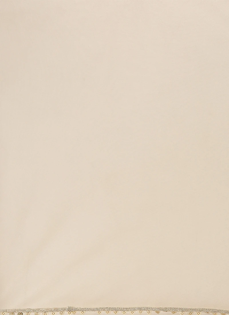 Dupatta From Beige Sequins Embroidered Tiered Lehenga Set After Six Wear 8 Dupatta From Beige Sequins Embroidered Tiered Lehenga Set After Six Wear - Image 8