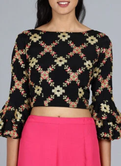 Black Chinon Embroidered Blouse Festive Wear Party Wear -Deals Chic Lehenga Store Black Chinon Embroidered Blouse BLBS02209591 rrc1