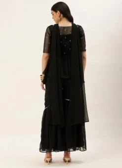 Dupatta From Black Chinon Embroidered N Sequins Gharara Set After Six Wear -Deals Chic Lehenga Store Black Chinon Embroidered N Sequins Gharara Set SLBS02209627 b