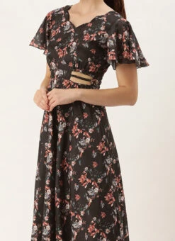 Black Chinon Side Cut Out Dress After Six Wear