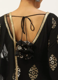 Dupatta From Black Embroidered Anarkali Suit Set After Six Wear -Deals Chic Lehenga Store Black Embroidered Anarkali Suit Set SLBS02306317 rrc2