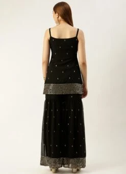 Bottom From Black Embroidered Georgette Gharara Set After Six Wear -Deals Chic Lehenga Store Black Embroidered Georgette Gharara Set IWBS02301100 b