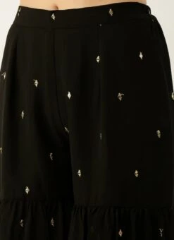 Bottom From Black Embroidered Georgette Gharara Set After Six Wear -Deals Chic Lehenga Store Black Embroidered Georgette Gharara Set IWBS02301100 rrc3