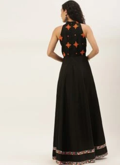 Black Embroidered Halter Neck Embellished Gown Festive Wear -Deals Chic Lehenga Store Black Embroidered Halter Neck Embellished Gown IWBS02106441 b