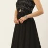 Black Embroidered Halter Neck Gown Festive Wear