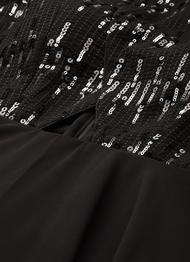 Black Embroidered Halter Neck Gown Festive Wear 5 Black Embroidered Halter Neck Gown Festive Wear - Image 5