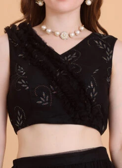 Black Embroidered Organza Lehenga Festive Wear -Deals Chic Lehenga Store Black Embroidered Organza Lehenga GHBS02302325 rrc1