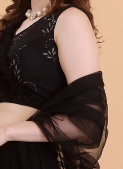 Black Embroidered Organza Lehenga Festive Wear -Deals Chic Lehenga Store Black Embroidered Organza Lehenga GHBS02302325 rrc3