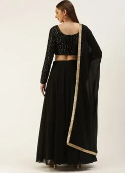 Dupatta From Black Embroidered Sequins Lehenga After Six Wear -Deals Chic Lehenga Store Black Embroidered Sequins Lehenga GHBS02301689 b