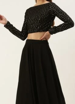 Dupatta From Black Embroidered Sequins Lehenga After Six Wear