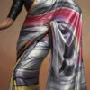 Black Faux Crepe Digital Print Saree After Six Wear