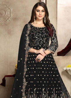 Black Georgette Anarkali Suit Wedding Wear -Deals Chic Lehenga Store Black Georgette Anarkali Suit SLSCC94008 b