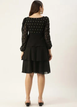 Black Georgette Embroidered Layered Dress Party Wear 11 Black Georgette Embroidered Layered Dress Party Wear -Deals Chic Lehenga Store Black Georgette Embroidered Layered Dress DRBS02305155 b