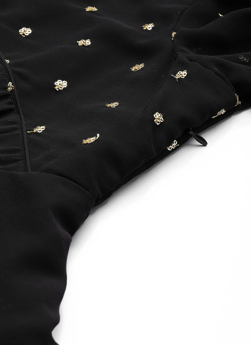 Black Georgette Embroidered Layered Dress Party Wear 7 Black Georgette Embroidered Layered Dress Party Wear - Image 7