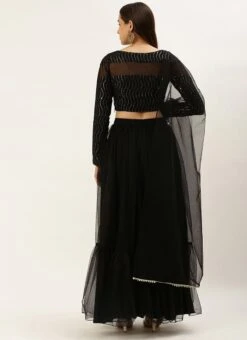 Dupatta From Black Georgette Embroidered Lehenga Set After Six Wear -Deals Chic Lehenga Store Black Georgette Embroidered Lehenga Set GHBS02211108 b