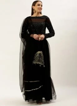 Dupatta From Black Georgette Embroidered Lehenga Set After Six Wear -Deals Chic Lehenga Store Black Georgette Embroidered Lehenga Set GHBS02211108 u