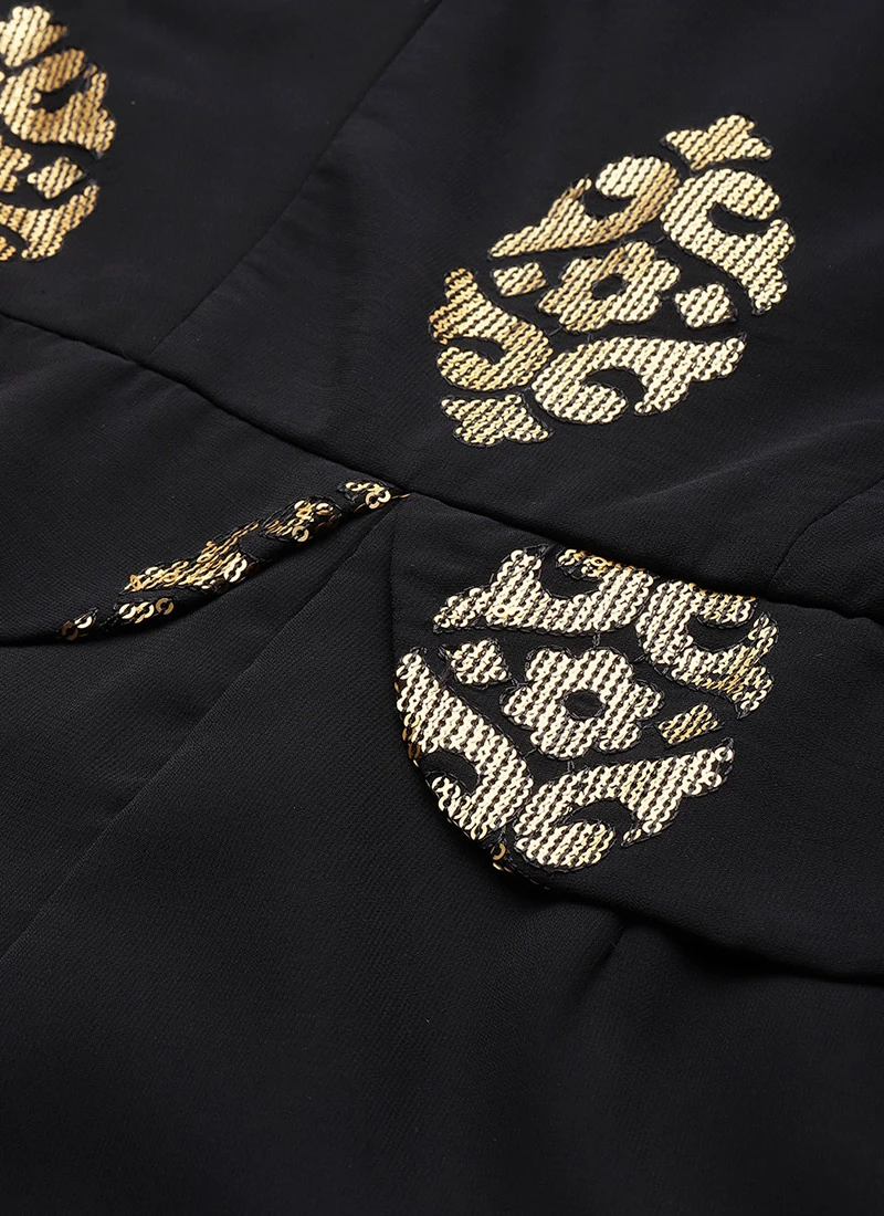Black Georgette Sequins Jumpsuit Festive Wear 5 Black Georgette Sequins Jumpsuit Festive Wear - Image 5