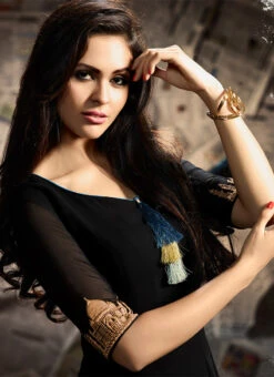 Black Georgette Umbrella Lehenga Party Wear -Deals Chic Lehenga Store Black Georgette Umbrella Lehenga GHSCC1103 b