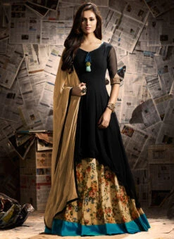 Black Georgette Umbrella Lehenga Party Wear -Deals Chic Lehenga Store Black Georgette Umbrella Lehenga GHSCC1103 u