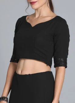 Black N Grey Embroidered Half N Half Saree Festive Wear -Deals Chic Lehenga Store Black N Grey Embroidered Half N Half Saree SABS01912866 rrc1