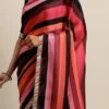Black N Multicolored Blouse N Saree Set Party Wear