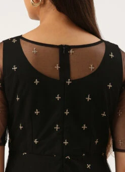 Black Net Embroidered Midi Dress Festive Wear -Deals Chic Lehenga Store Black Net Embroidered Midi Dress DRBS02206215 rrc2