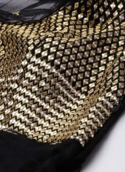 Black Net Embroidered One Shoulder Gown Party Wear -Deals Chic Lehenga Store Black Net Embroidered One Shoulder Gown IWBS02204712 rrc1