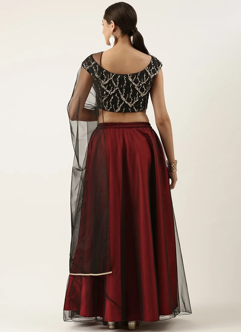 Dupatta From Black Net Sequins Embroidery Lehenga After Six Wear 4 Dupatta From Black Net Sequins Embroidery Lehenga After Six Wear - Image 4