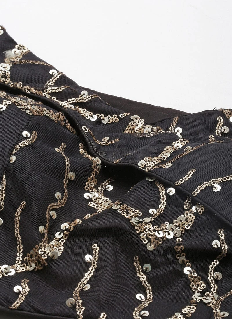 Dupatta From Black Net Sequins Embroidery Lehenga After Six Wear 5 Dupatta From Black Net Sequins Embroidery Lehenga After Six Wear - Image 5