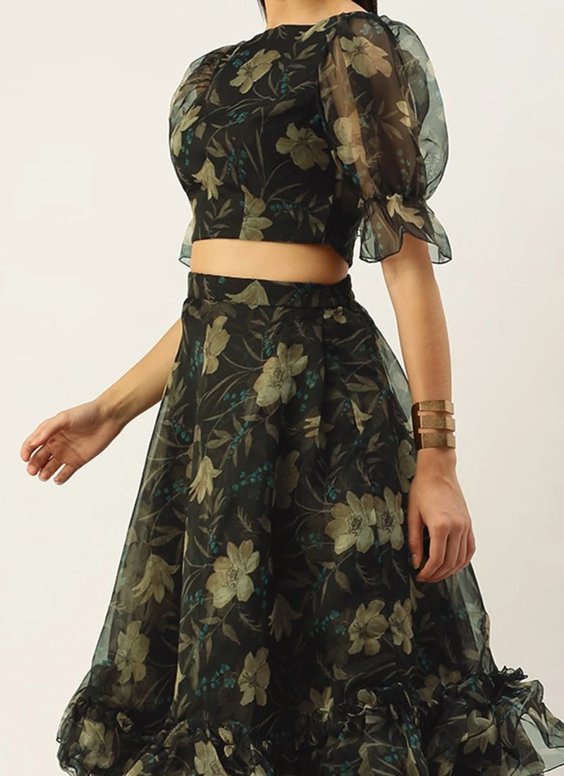 Skirt From Black Organza Printed Co Ords Set After Six Wear 1 Skirt From Black Organza Printed Co Ords Set After Six Wear