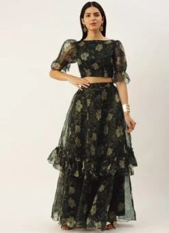 Skirt From Black Organza Printed Co Ords Set After Six Wear 10 Skirt From Black Organza Printed Co Ords Set After Six Wear -Deals Chic Lehenga Store Black Organza Printed Co Ords Set IWBS02302275 u