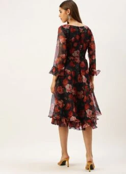 Black Organza Ruffle Dress Party Wear -Deals Chic Lehenga Store Black Organza Ruffle Dress DRBS02203563 b