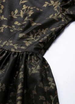 Black Printed Rayon Boat Neck Gown After Six Wear -Deals Chic Lehenga Store Black Printed Rayon Boat Neck Gown IWBS01909988 rrc1