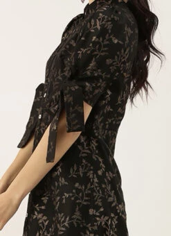 Black Printed Rayon High N Low Dress After Six Wear