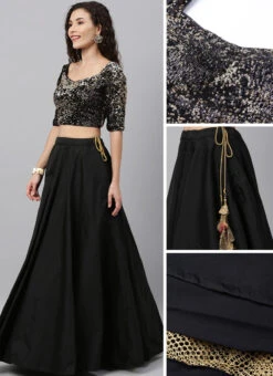 Black And Gold Sequins Lehenga Choli Set Festive Wear -Deals Chic Lehenga Store Black and Gold Sequins Lehenga Choli Set GHBS02001273 gl