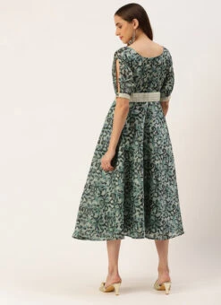 Blue Art Silk Digital Printed Dress Festive Wear 11 Blue Art Silk Digital Printed Dress Festive Wear -Deals Chic Lehenga Store Blue Art Silk Digital Printed Dress DRBS02210908 b