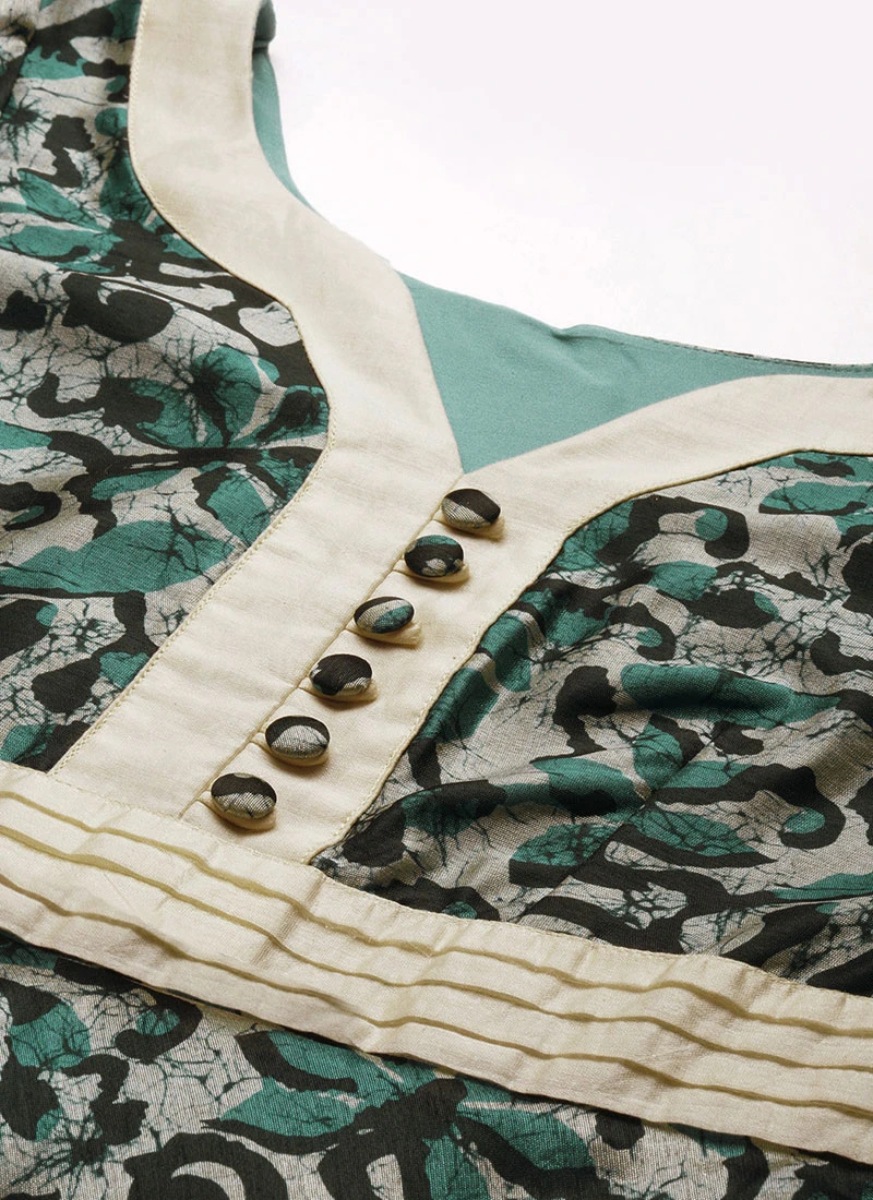 Blue Art Silk Digital Printed Dress Festive Wear 5 Blue Art Silk Digital Printed Dress Festive Wear - Image 5