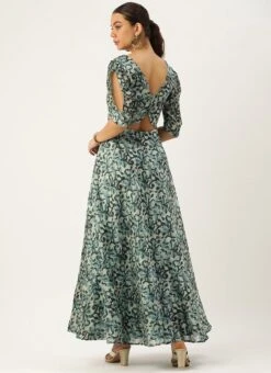 Blue Art Silk Digital Printed Dress After Six Wear Festive Wear -Deals Chic Lehenga Store Blue Art Silk Digital Printed Dress DRBS02210921 b