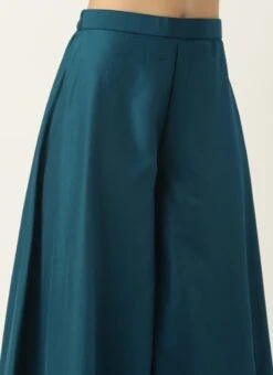 Top From Blue Art Silk Halter Neck Sharara Suit After Six Wear -Deals Chic Lehenga Store Blue Art Silk Halter Neck Sharara Suit SLBS02305247 rrc3 2