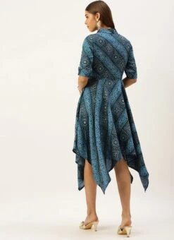 Blue Chanderi Art Silk Handkerchief Style Dress After Six Wear Festive Wear 11 Blue Chanderi Art Silk Handkerchief Style Dress After Six Wear Festive Wear -Deals Chic Lehenga Store Blue Chanderi Art Silk Handkerchief Style Dress DRBS02203499 b 1