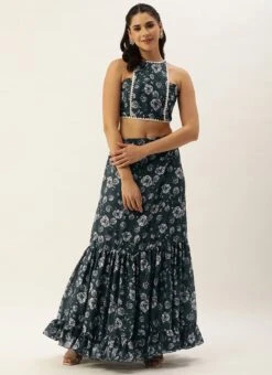 Skirt From Blue Chinon Digital Printed Co Ords Set After Six Wear 10 Skirt From Blue Chinon Digital Printed Co Ords Set After Six Wear -Deals Chic Lehenga Store Blue Chinon Digital Printed Co Ords Set IWBS02302450 u