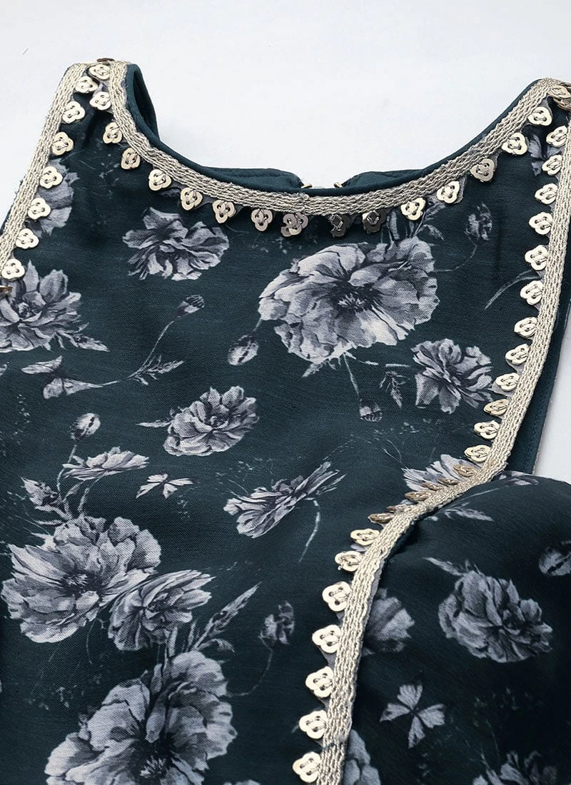 Skirt From Blue Chinon Digital Printed Co Ords Set After Six Wear 5 Skirt From Blue Chinon Digital Printed Co Ords Set After Six Wear - Image 5