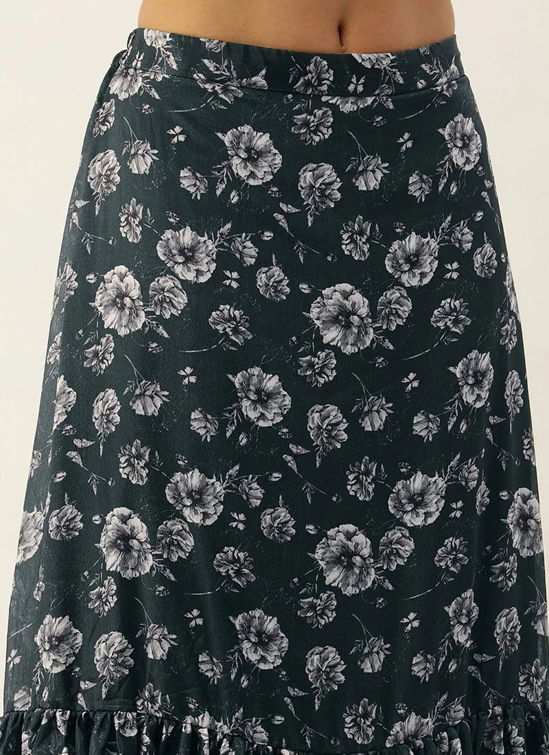 Skirt From Blue Chinon Digital Printed Co Ords Set After Six Wear 6 Skirt From Blue Chinon Digital Printed Co Ords Set After Six Wear - Image 6