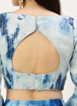 Blue Chinon Embroidered Lehenga Set Wedding Wear -Deals Chic Lehenga Store Blue Chinon Embroidered Lehenga Set GHBS02301064 rrc2